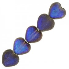 Czech Hearts beads 6mm Crystal etched azuro full 00030/22283